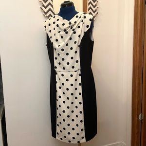 Sandra Darrin MIDI Polk-a-Dot Dress, Size 14 Black and Cream, Sleeveless